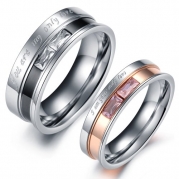 Dreamslink Fashion Couple Rings stainless steel wedding band Promise Love shine crystal GJ329 W6