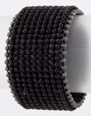 Fashion Jewelry - RHINESTONE STUDDED LEATHER CUFF - By Fashion Destination | Free Shipping (Black)