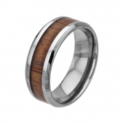 INOX Men's Titanium Wedding Band with Wood Inlay Size 10