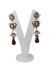 Wedding Fashion Drop Errings Ruby Kundan Polki Dangling Earring