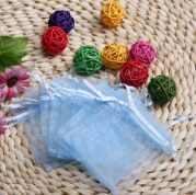 100pcs Sky Blue Sheer Organza Jewelry Pouches Wedding Party Favor Gift Bags 6X8cm