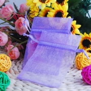 100pcs Purple Sheer Organza Jewelry Pouches Wedding Party Favor Gift Bags 6X8cm