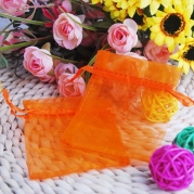 100pcs Orange Sheer Organza Jewelry Pouches Wedding Party Favor Gift Bags 6X8cm