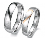 OPK Lover's Heart Shape Titanium Stainless Steel Mens Ladies Promise Ring Real Love Couple Wedding Bands 284 (Women's Ring, 5)