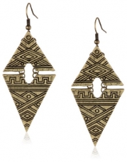 Etched Triangle Brass Ox Earrings