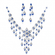 Honeystore Women's Bridal Wedding Jewelry Set Crystal Rhinestone Rhombus Blue