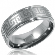 8mm Comfort Fit Greek Key Titanium Wedding Band (Choose Your Ring Size 8-12 1/2)