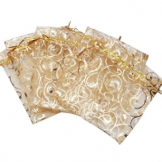 100pcs Champagne Eyelash Organza Drawstring Pouches Jewelry Party Wedding Favor Gift Bags 3.5X4.3