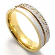 KONOV Jewelry Mens Womens Stainless Steel LOVE ONLY YOU Promise Ring Wedding Bands, Gold, Size 10