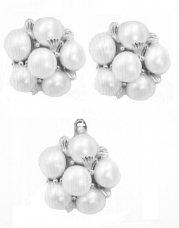 Sterling Silver Freshwater Pearl White Cluster Pendant and Earrings