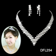 Wedding Bridal bridesmaid jewerly suit double simple Design Necklace Tassels Earring