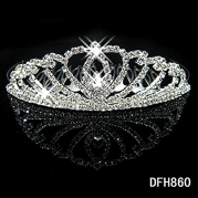 Bridal Wedding Hair Accessory Vintage Flower Crystal Shining Rhinestone Tiara Crown with Comb