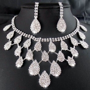 2014 Rhinestone Crystal Necklaces+Earring Hair Stick Bride Jewelry Sets for Bridal Wedding