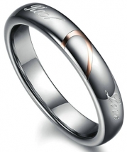 AMDXD Hers Tungsten Carbide Steel Women's Rings Real Love Wedding Bands Couples Heart Promise 4MM US Size 9