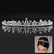 Adjustable 2.5cm High Crystal Flower Wedding Pageant Bridal Tiara Crown Headpiece