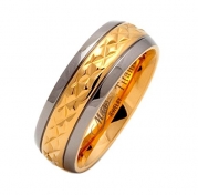 7mm 18K Gold Plated Wedding Ring Grade 5 Titanium Band Comfort Fit Size 6.5