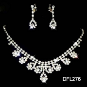 Wedding Bridal bridesmaid jewerly suit crystal flower drop Necklace Tassels Earring