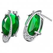 Tailloday Silver Swarovski Elements Crystal Diamond Stud Earrings Weddings Earrings For Women Green