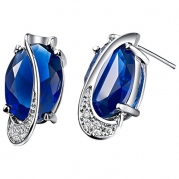 Tailloday Silver Swarovski Elements Crystal Diamond Stud Earrings Weddings Earrings For Women Royal Blue