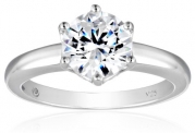 Platinum Plated Sterling Silver Swarovski Zirconia 2 ct Round Solitaire Ring, size 7