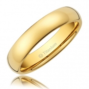 3MM Titanium Ring Wedding Band 14K Gold with Polished Finish [Size 8.5]