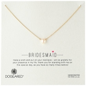 Dogeared Bridal Bridesmaid Gold White Button Freshwater Cultured Pearl Necklace, 16