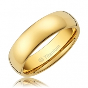 Cavalier Jewelers 5MM Titanium Ring Wedding Band 14K Gold-Plated with Polished Finish [Size 5.5]