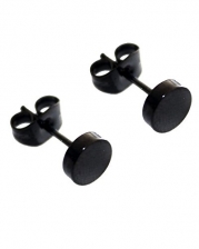 Black Stainless Steel Illusion Round Tunnel Plug Post Stud Earrings 5mm