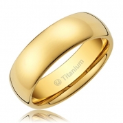 Cavalier Jewelers 8MM Men's Titanium Ring Classic Wedding Band 14K Gold-Plated with Polished Finish [Size 8]