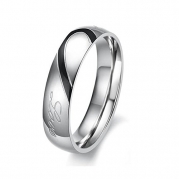 Singring Lover's Heart Shape Titanium Mens Ladies Promise Ring