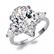 Generic Jewelry women AAA pear-shaped CZ wedding Rings Platinum Plated Size 6