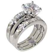 3.47 Ct. Round Cubic Zirconia Cz Solitaire Bridal Engagement Wedding 3 Piece Ring Set (5)