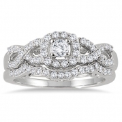 3/4 Carat Diamond Infinity Bridal Set in 10K White Gold