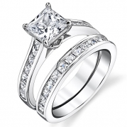 Sterling Silver Princess Cut Bridal Set Engagement Wedding Ring Bands With Cubic Zirconia Size 8