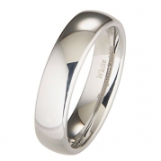 White Tungsten Carbide 6mm Polished Classic Wedding Ring Size 4.5