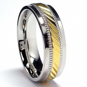 7MM Men's Goldtone Plated Stainless Steel Ring Size 7.5