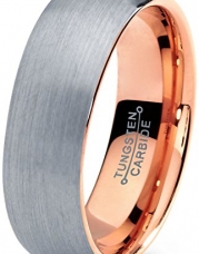 Cyber Monday Sale! Tungsten Wedding Band Ring 7mm for Men Women Comfort Fit 18K Rose Gold Plated Domed Brushed Lifetime Guarantee Size 4