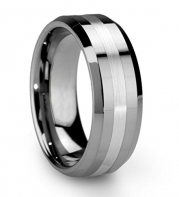 Black Friday Promotion! King Will 8mm Men's Tungsten Carbide Ring One Tone Matte Finish Brushed Center Wedding Band Beveled Edge(8)