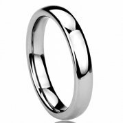 4MM Titanium Comfort Fit Wedding Band Ring High Polished Classy Domed Ring (5 to 11) - Size: 5