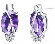 Tailloday Silver Swarovski Elements Crystal Diamond Stud Earrings Weddings Earrings For Women Purple