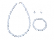 BeautyShop Simulated Pearl Bridal Chain Wedding Prom Ball Dress Necklace Earrings Bracelet Set