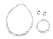 BeautyShop Simulated Pearl Bridal Chain Wedding Prom Ball Dress Necklace Earrings Bracelet Set