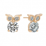 Romantic Time Lovely Night Owl Zirconia Novelty 18k Rose Gold Plated Stud Earrings