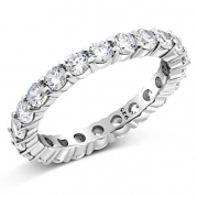 Sz (6) 3.50MM Sterling Silver 925 Cubic Zirconia CZ Eternity Engagement Wedding Band Ring