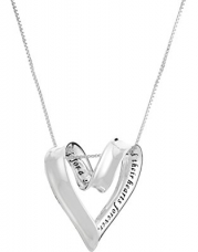 Sterling Silver A Mother Holds Her Childs Hand Heart Pendant Necklace, 18