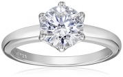 Platinum-Plated Sterling Silver Swarovski Zirconia 2 cttw Round Solitaire Ring, Size 8