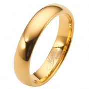 6MM Gold Plated Polished Tungsten Carbide Wedding Ring Classic Half Dome Band Size 4