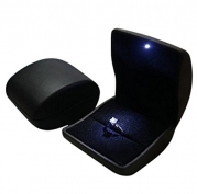 Finex Black PU Leather with LED Jewelry Gift Box Case for engagement ring, Ring Earring Pendant & Outer box