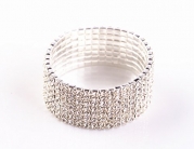 NYBK 7'' Bridal Rhinestone Stretch Bracelet Silver Tone - Ideal for Wedding, Prom, Party or Pageant (7-ROW)